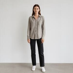 Frank & Eileen Top Medium Eileen Italian Flannel Relaxed Luxe Casual Button-Up
